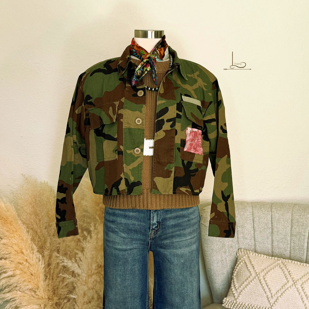 The Cropped Camo & Roses Jacket