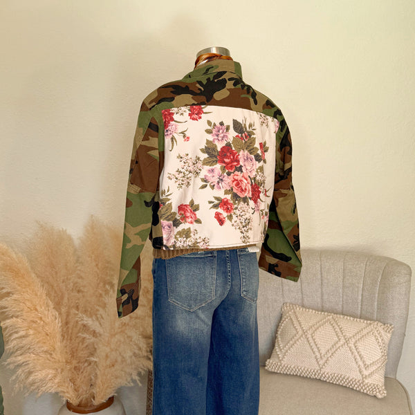 The Cropped Camo & Roses Jacket