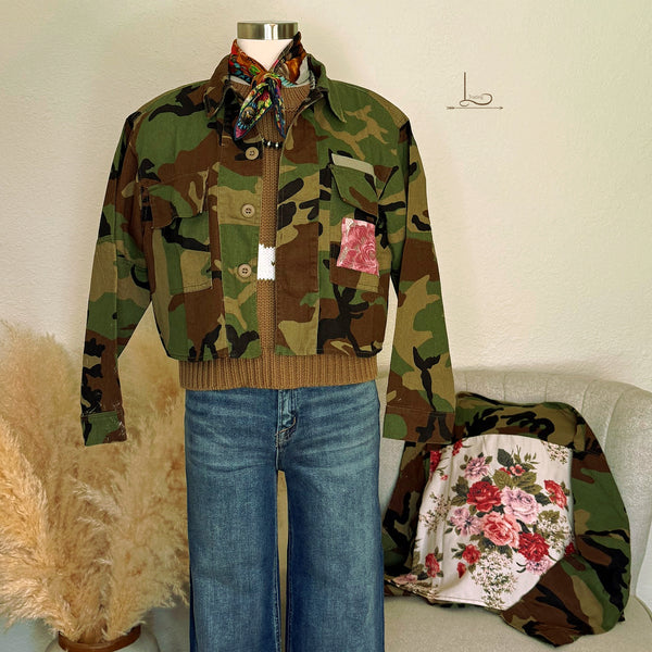 The Cropped Camo & Roses Jacket