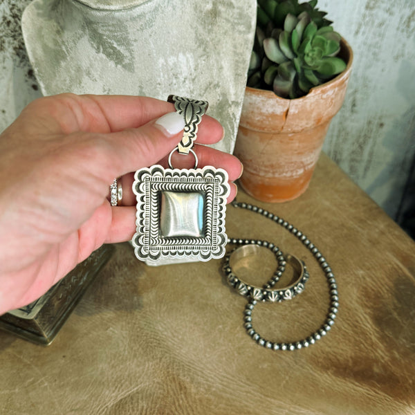 Grande Sterling Silver Stamped Concho Pendant