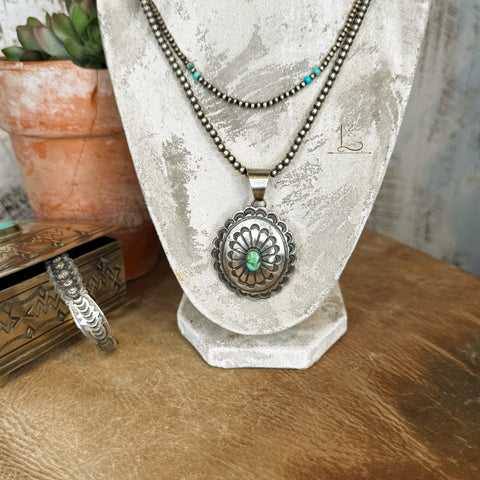 Sterling Silver & Turquoise Concho Pendant