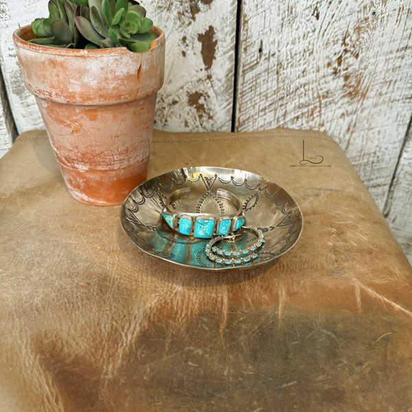 Hand Stamped Silver Round Trinket Dish