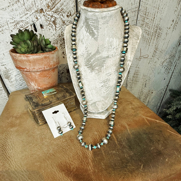 Handmade Sterling Silver Pearls & Turquoise with Earrings