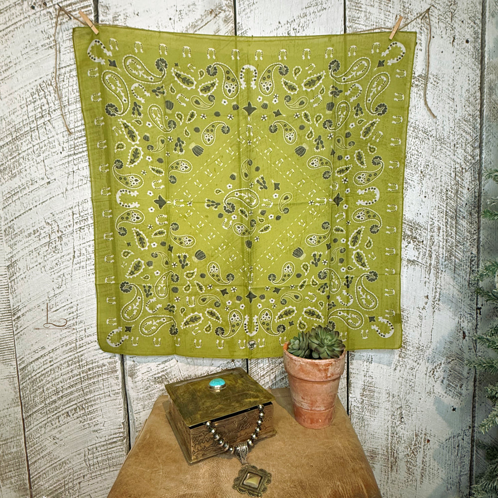 Lucky Paisley Bandana in Pear~ Shorty Wild Rag