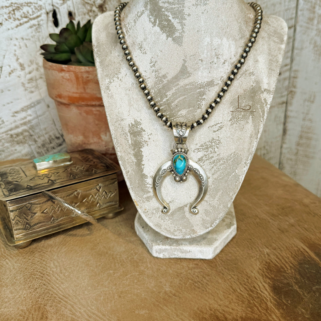 The Sterling Silver Pearl & Turquoise Naja Pendant Set