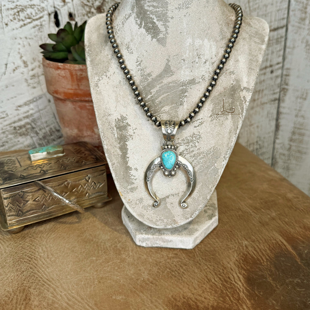 The Sterling Silver Pearl & Turquoise Naja Pendant Set