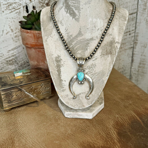 The Sterling Silver Pearl & Turquoise Naja Pendant Set