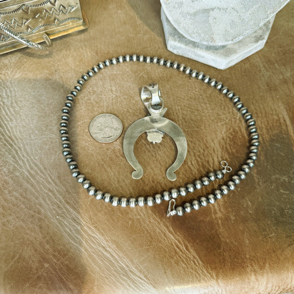 The Sterling Silver Pearl & Turquoise Naja Pendant Set