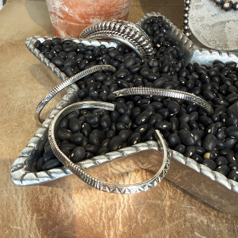 The Pequena Sterling Silver Stamped Angle Stacker