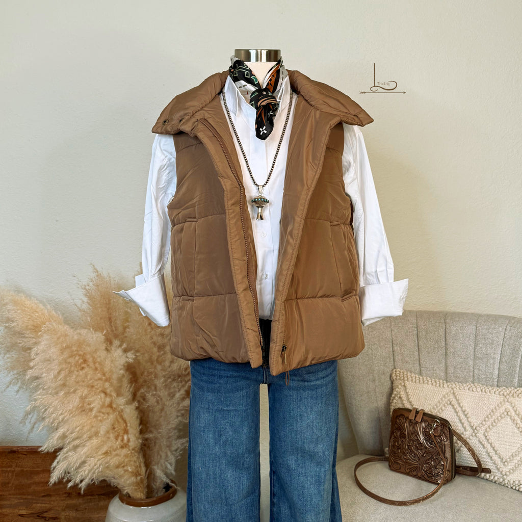The Tilden Puffer Vest in Mocha