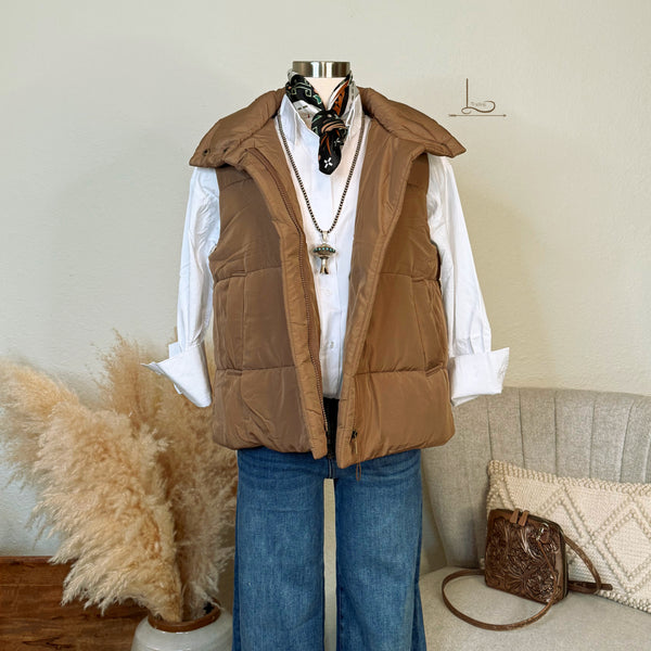 The Tilden Puffer Vest in Mocha