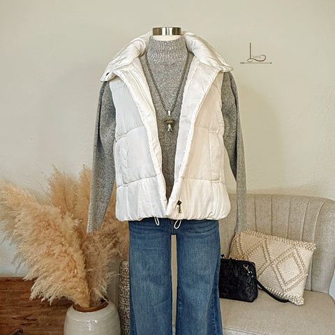 The Tilden Puffer Vest in Cream