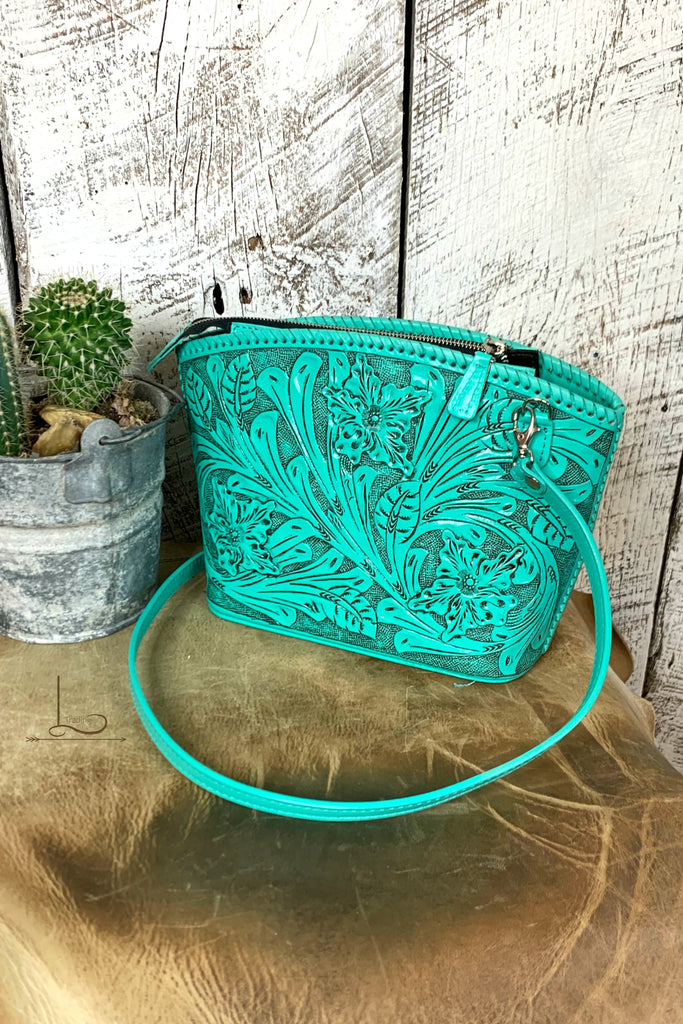 The Turquoise Tooled Leather Crossbody