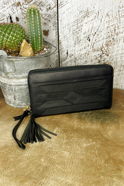 The Aztec Bluff Bifold with Wristlet in Black