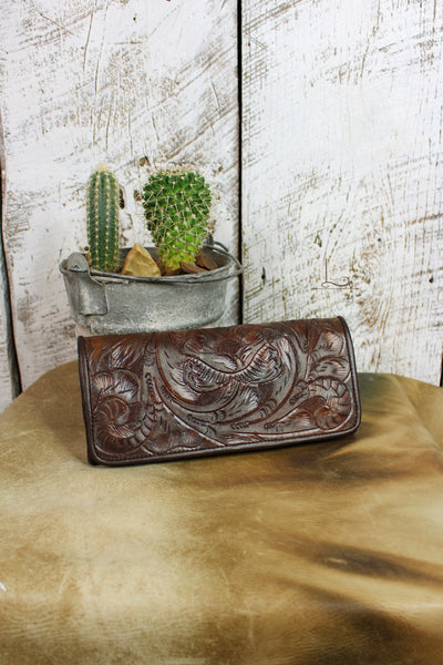Antonio Tooled Leather Wallet in Brown