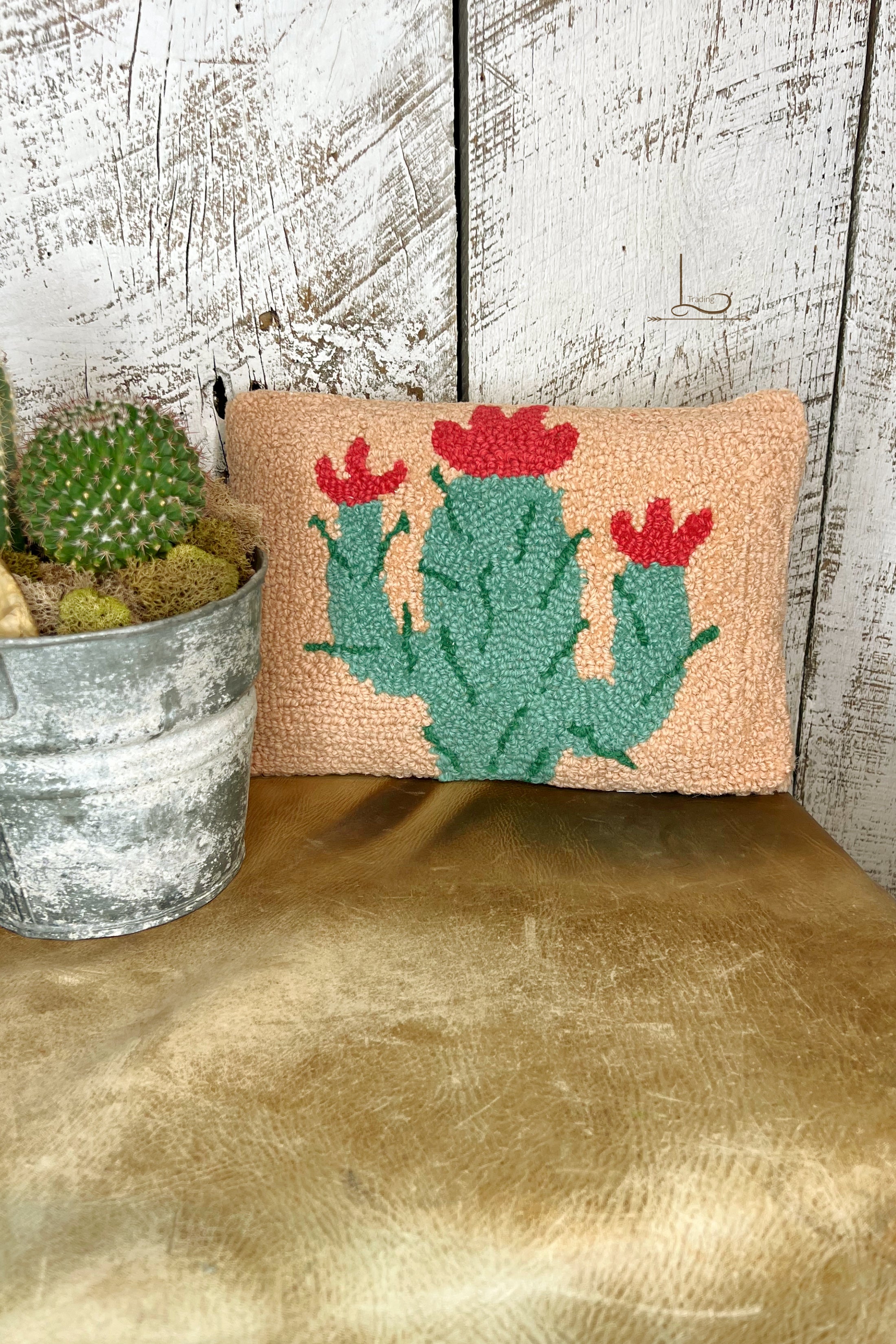 The Cactus Rose ~ Wool Hooked Pillow – L Trading