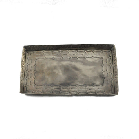 Hand Stamped Silver Rectangular Tray